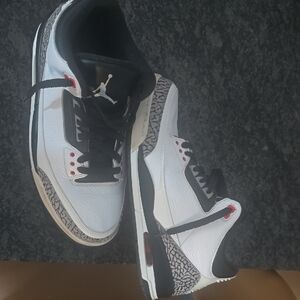 Jordan Men's White and Black Sneakers with Red Highlights
